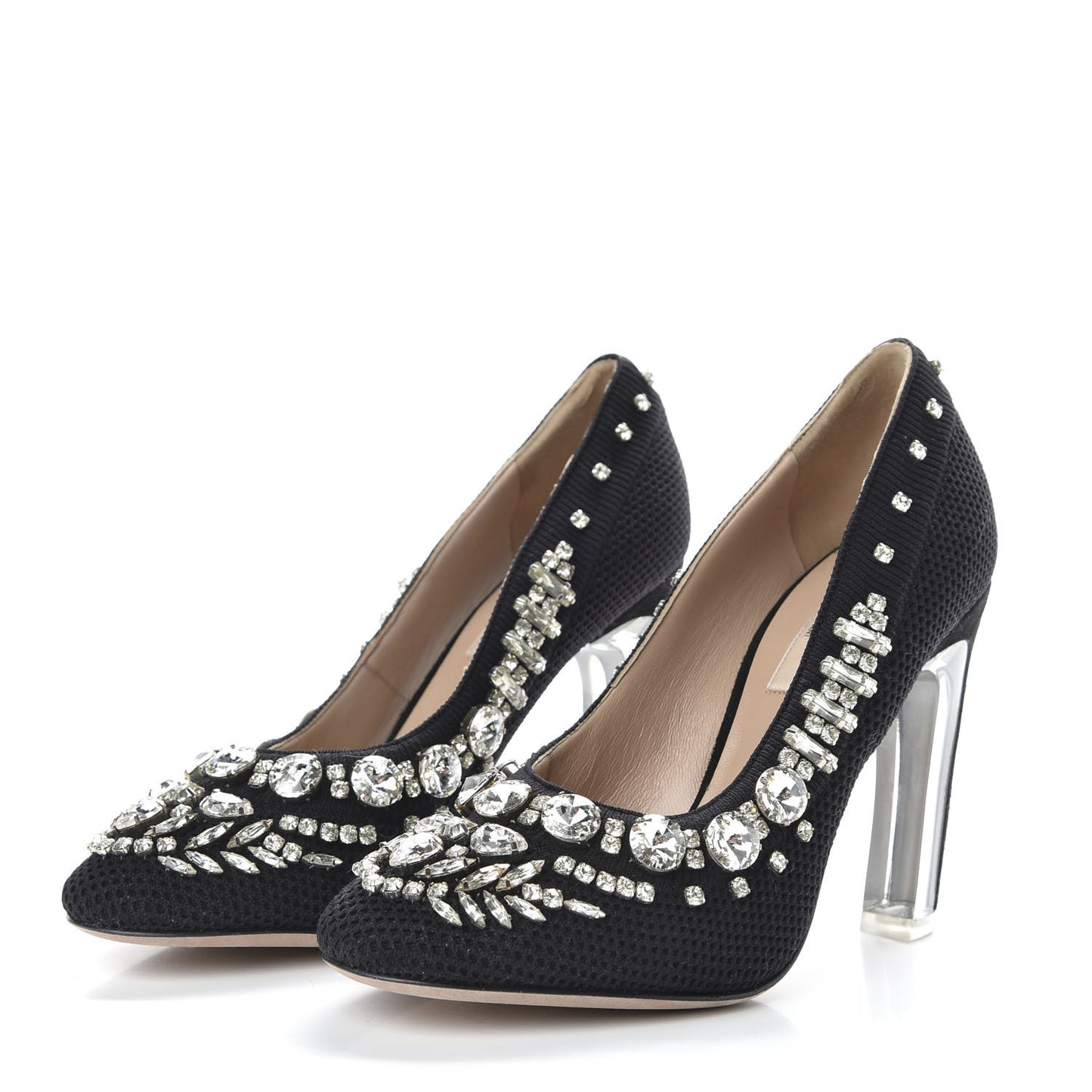 Mesh Crystal Embellished Pumps 36 Black