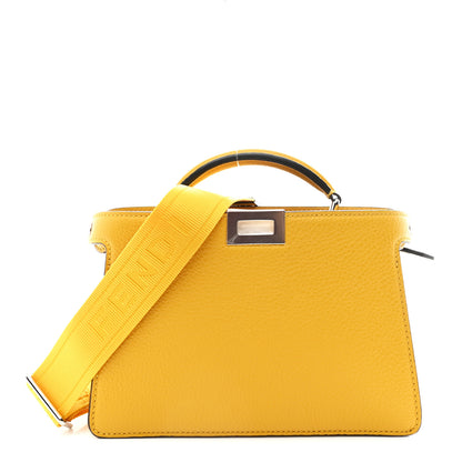 Fendi Cuoio Romano Vitello Cover Bi-Color Peekaboo I See U X Cross Satchel Sunflower Pietra Mimosa 1 of 23