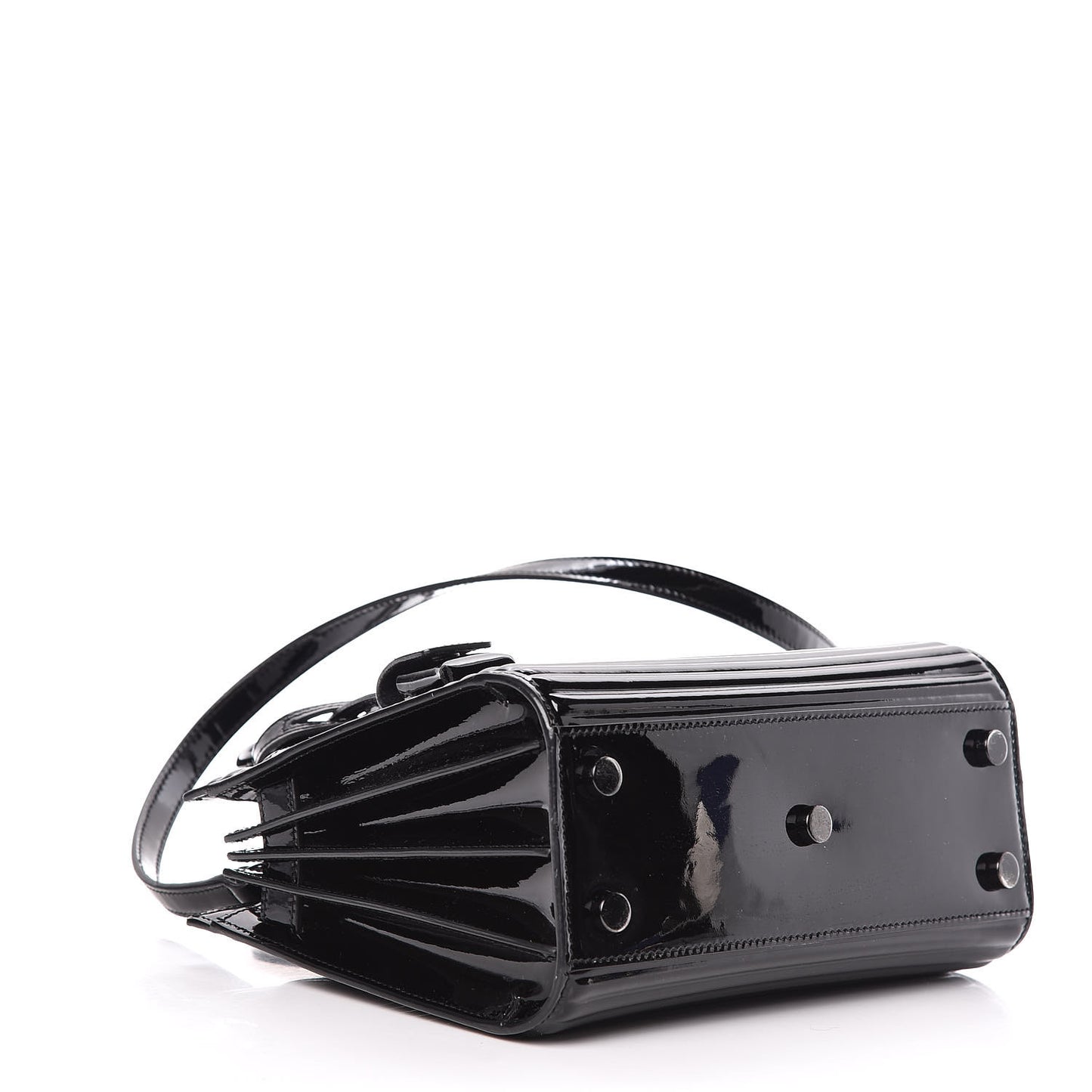 Ribbed Patent Calfskin Nano Sac De Jour Black