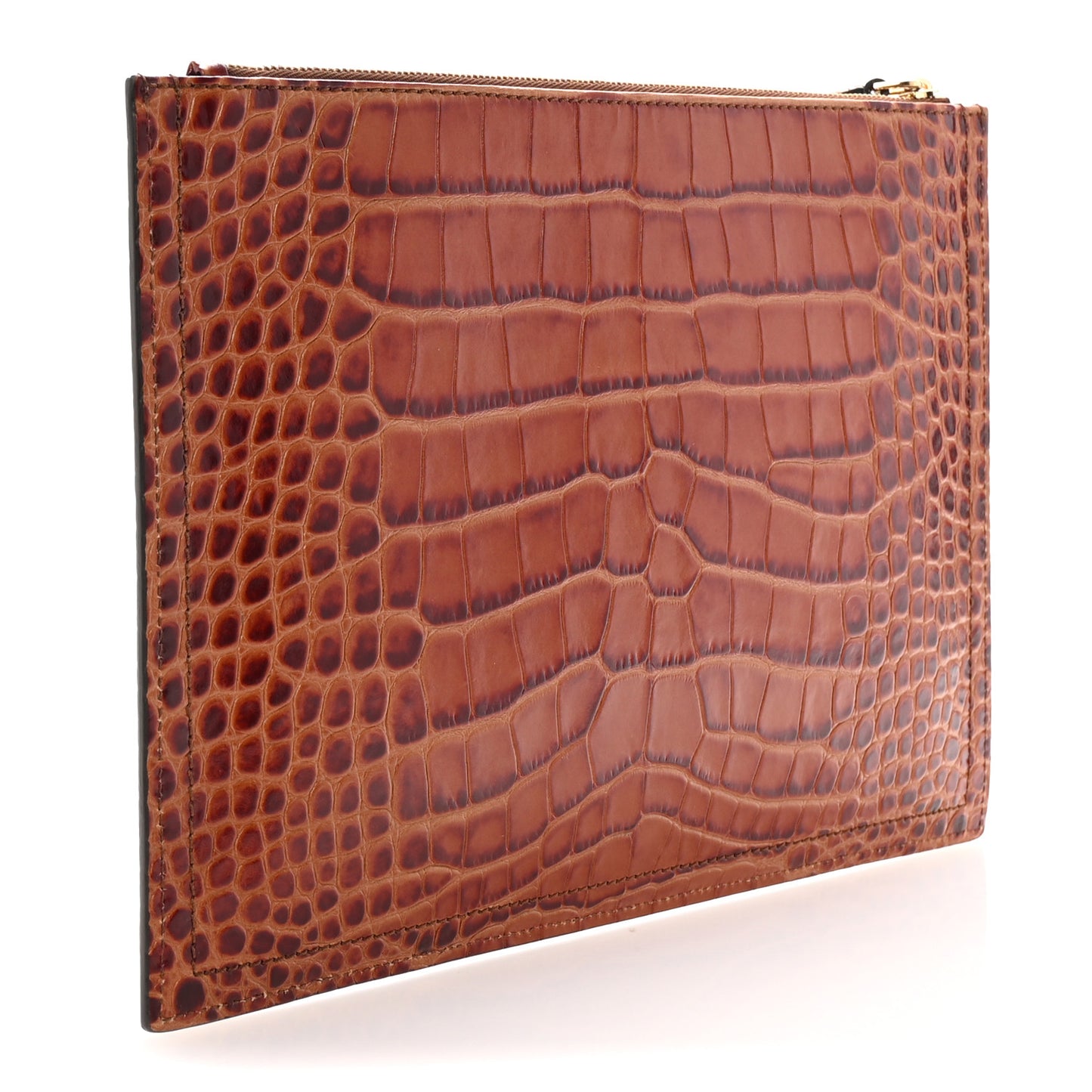 Calfskin Crocodile Embossed Medium Antigona Pouch Cognac
