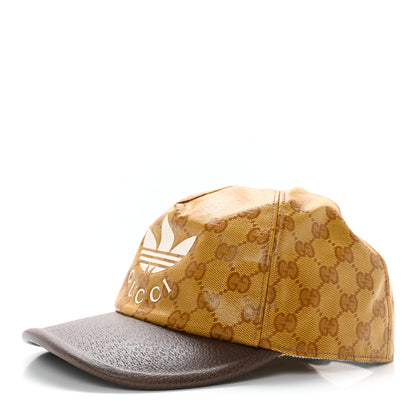 Gucci X ADIDAS Crystal Monogram Textured Dollar Calfskin Trefoil Embroidered Stefanos Baseball Hat 58 Mid Natural New Acero 1 of 14