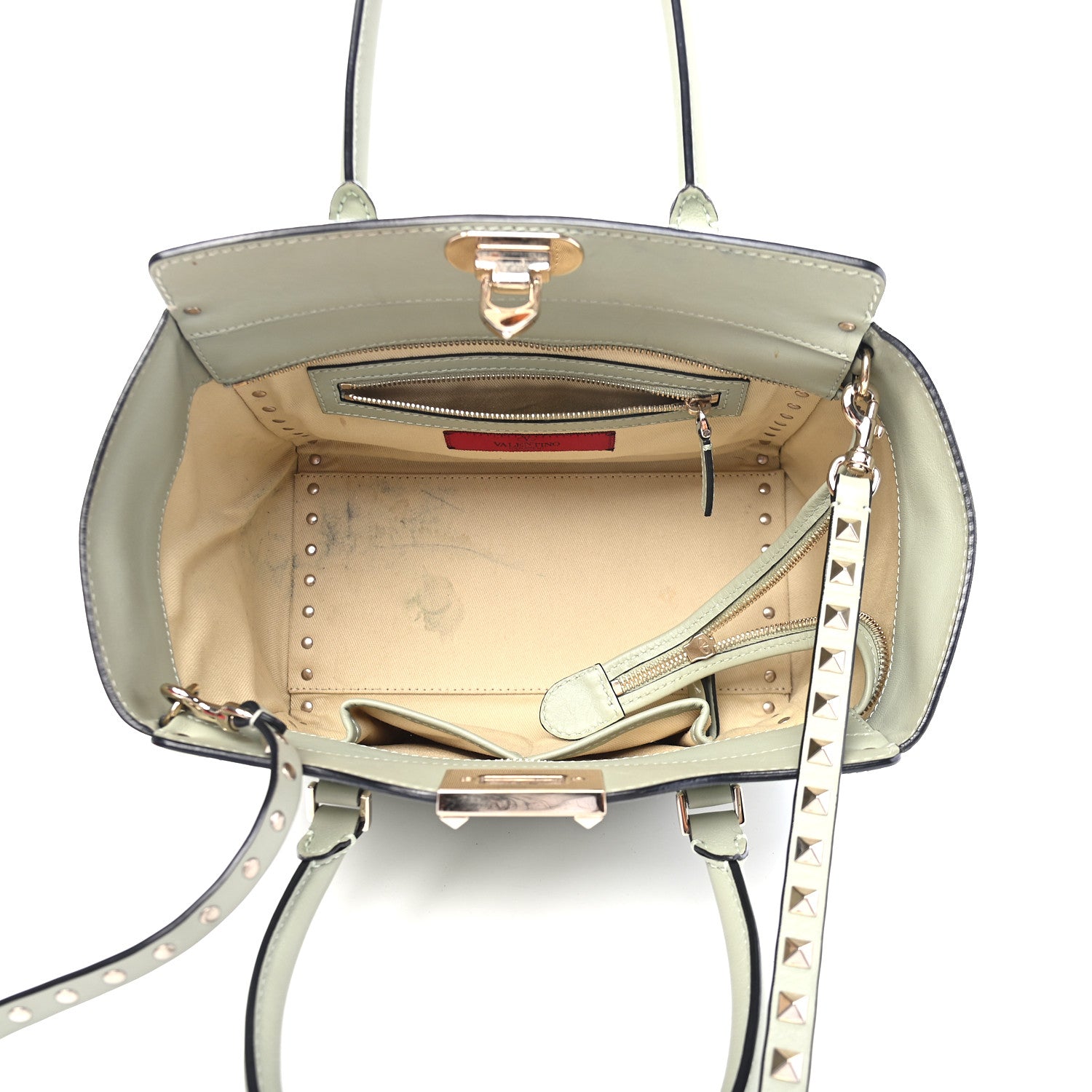 Valentino Garavani Vitello Small Rockstud Double Handle Tote Green Tea Sorbet 4 of 9