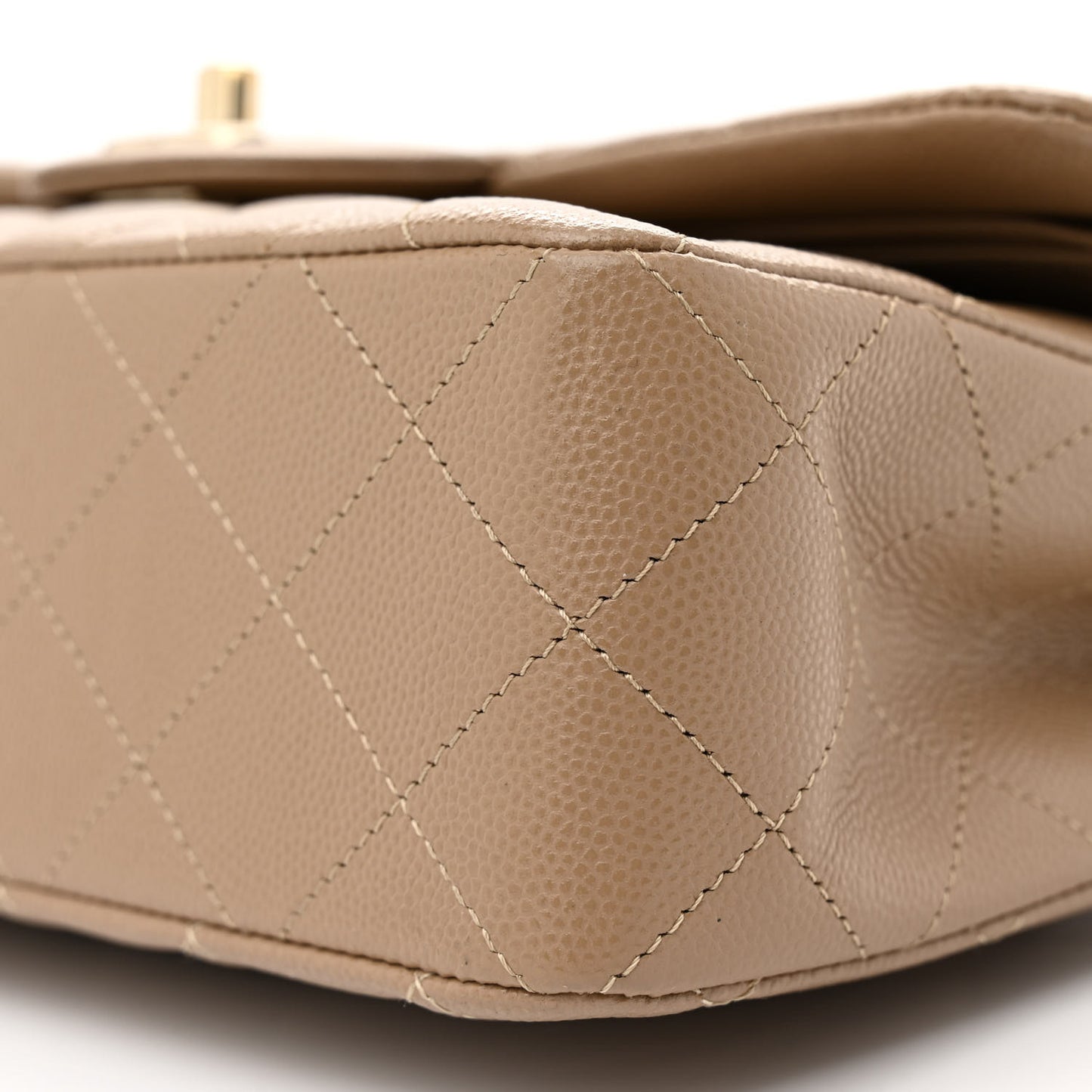 Caviar Quilted Small Double Flap Dark Beige