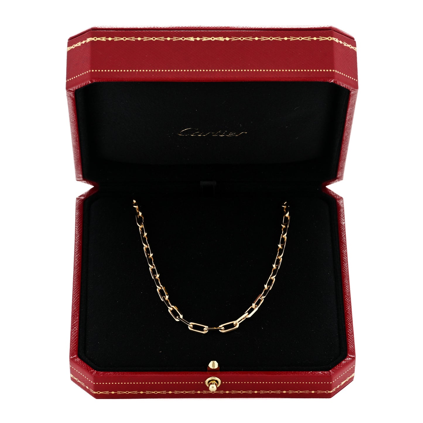 18K Yellow Gold SM Santos De Cartier Link Necklace 22"