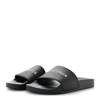 Balenciaga Rubber Womens Logo Pool Slide Sandals 35 Black 4 of 9