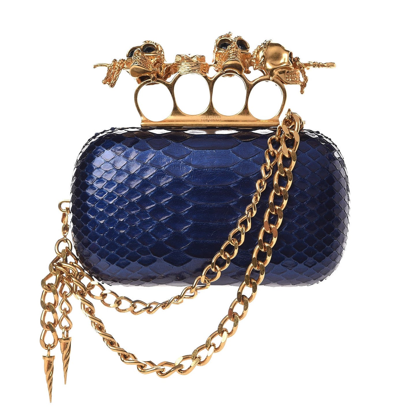 Python Knuckle Box Clutch Blue