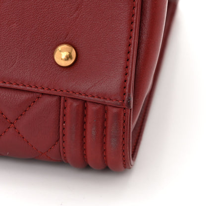 Chanel Lambskin Quilted Boy Shopping Tote Dark Red 11 of 11