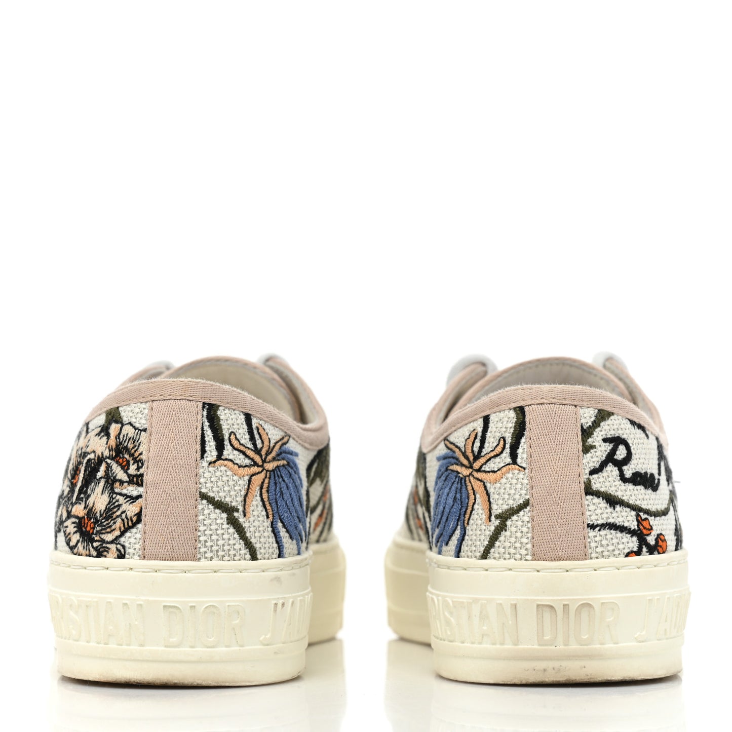 Canvas Rosa Mutabilis Embroidered Womens Walk'N'Dior Low Top Sneakers 36.5 Multicolor