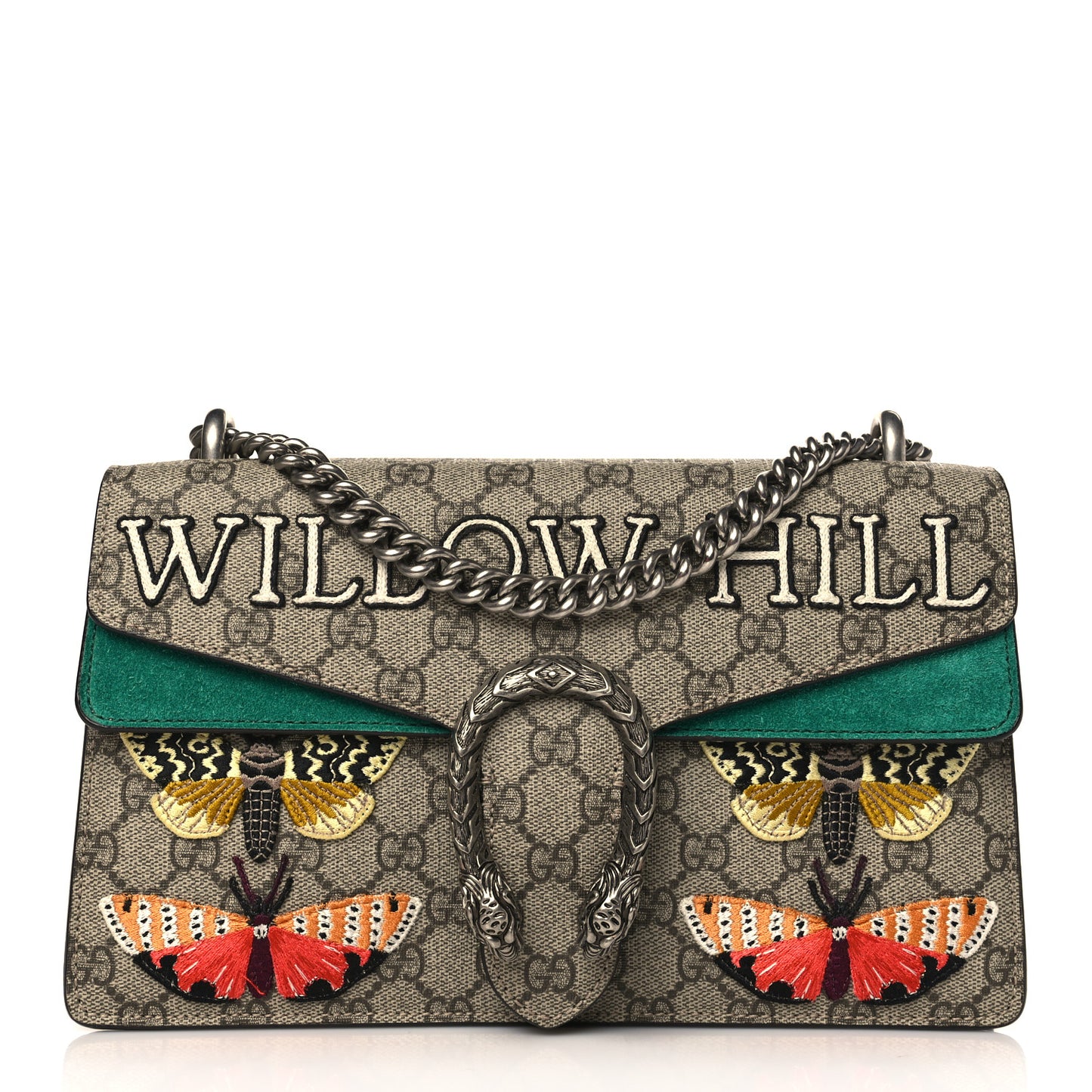 GG Supreme Monogram Willow Hill Embroidered Small Dionysus Shoulder Bag Emerald