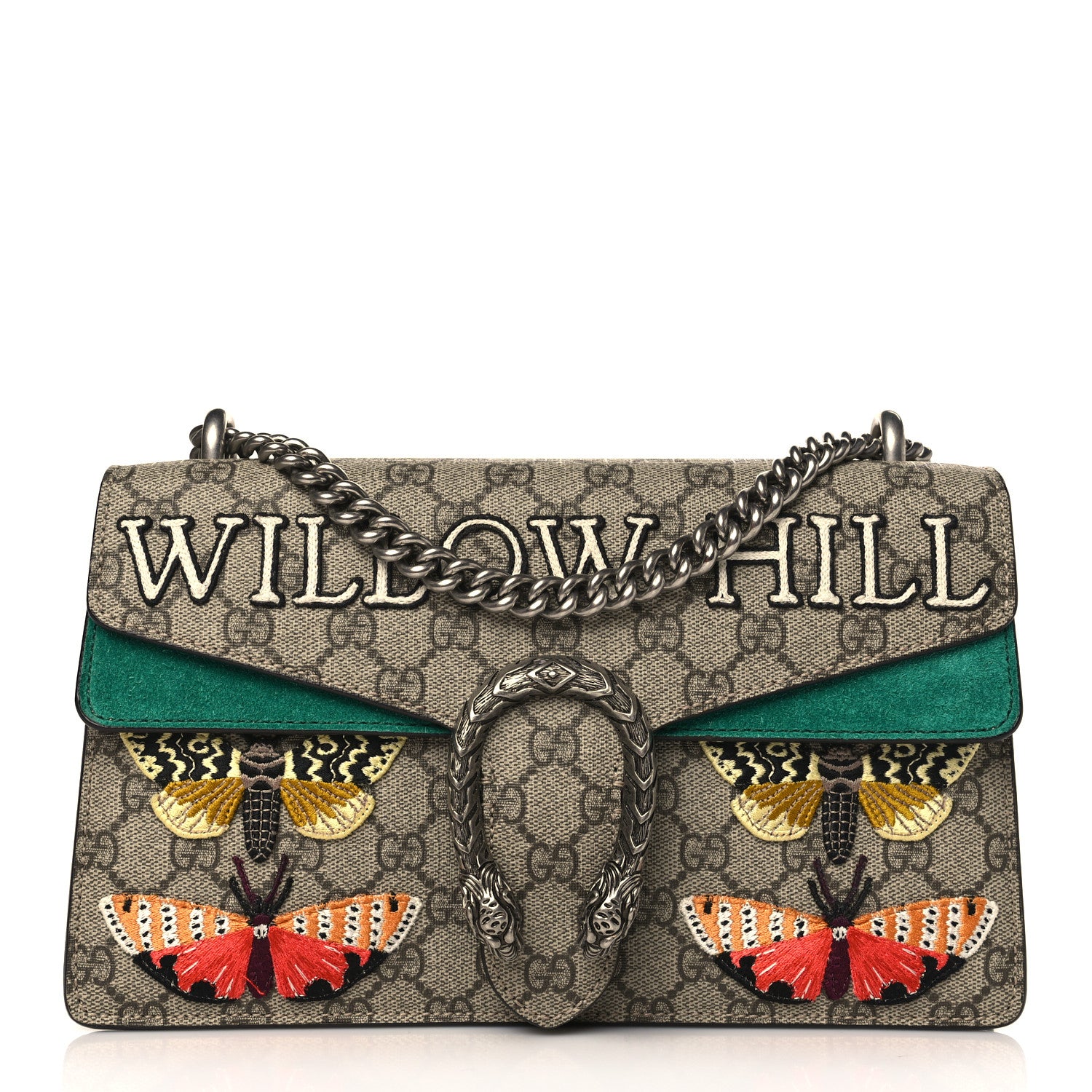 Gucci GG Supreme Monogram Willow Hill Embroidered Small Dionysus Shoulder Bag Emerald 1 of 9