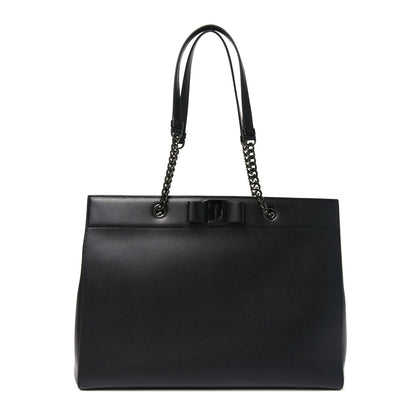 Salvatore Ferragamo Calfskin Vara Bow Chain Tote Black 1 of 9