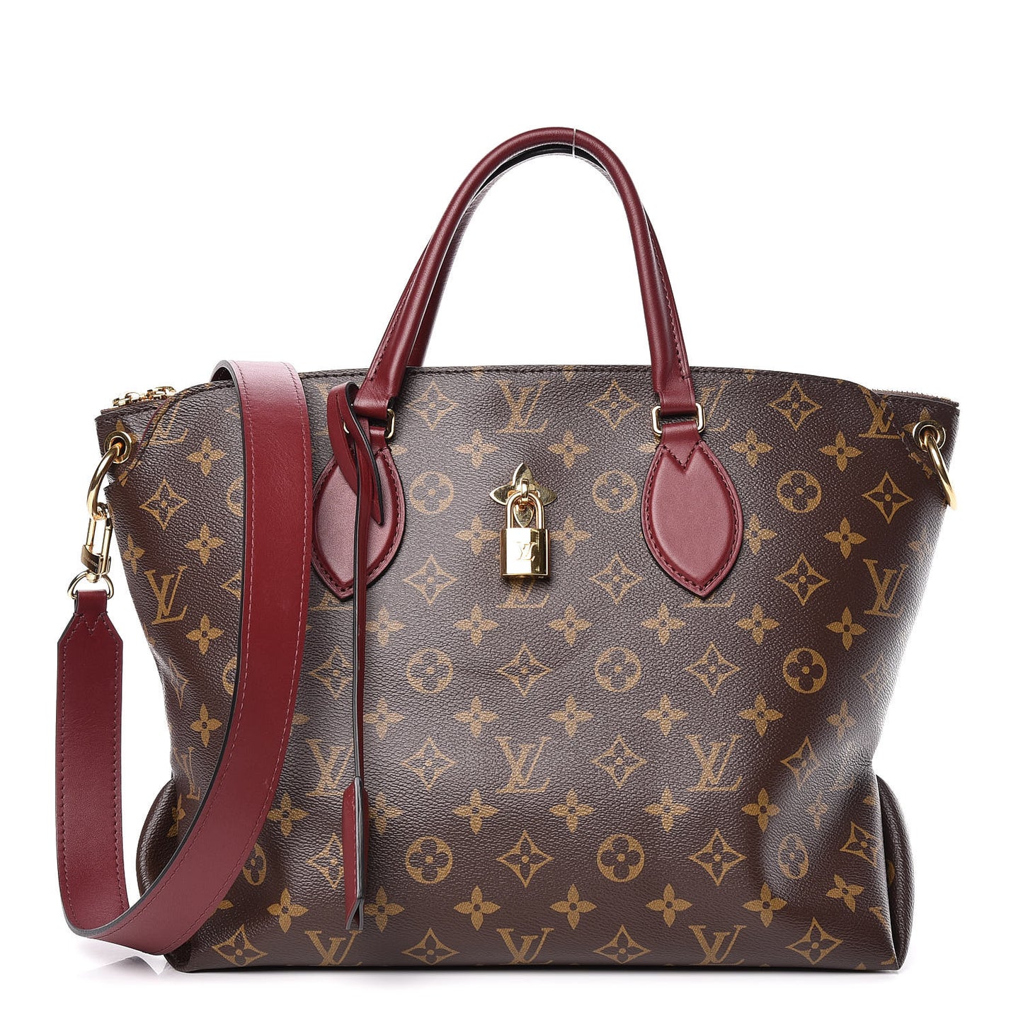 Monogram Flower Zipped Tote MM Bordeaux