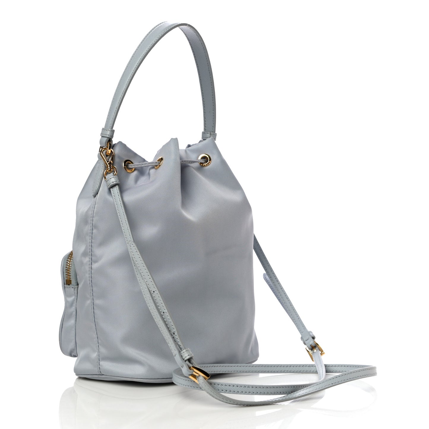 Re-Nylon Saffiano Duet Bucket Crossbody Bag Fiordaliso