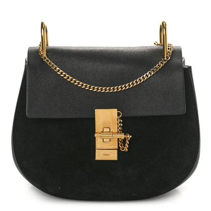 Chloe Suede Smooth Calfskin Drew Shoulder Bag Black 1 of 10