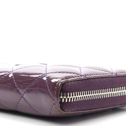 Chanel Patent Quilted Brilliant Zip Around Wallet Purple 10 of 11