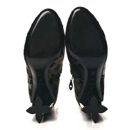 Louis Vuitton Velvet Monogram Silhouette Ankle Boots 39 Black Green 5 of 8