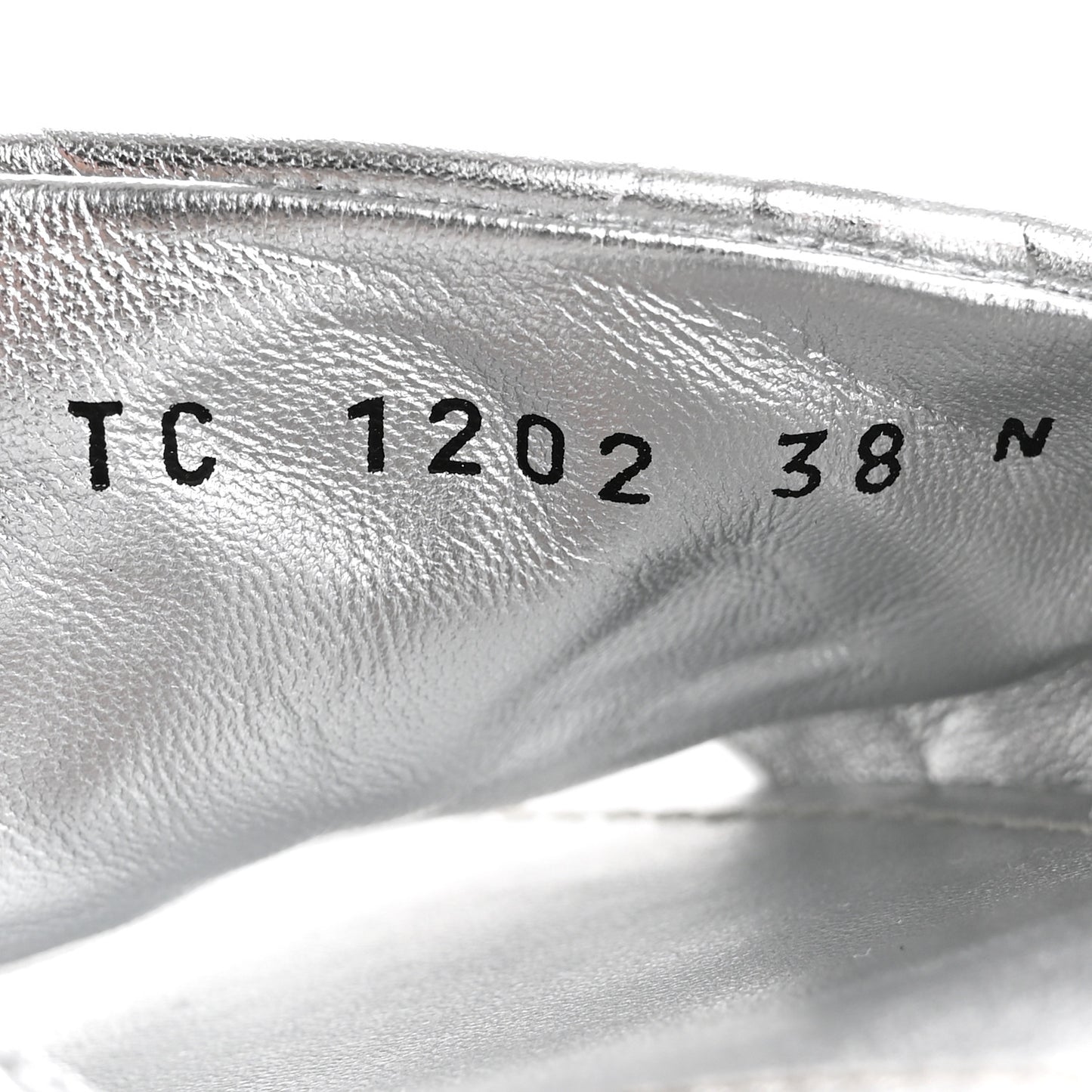 Metallic Lambskin Embossed Monogram Revival Flat Mules 38 Silver