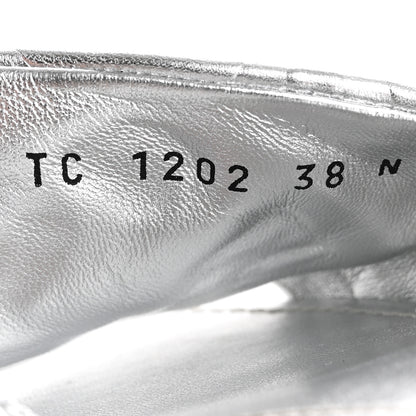 Louis Vuitton Metallic Lambskin Embossed Monogram Revival Flat Mules 38 Silver 9 of 12