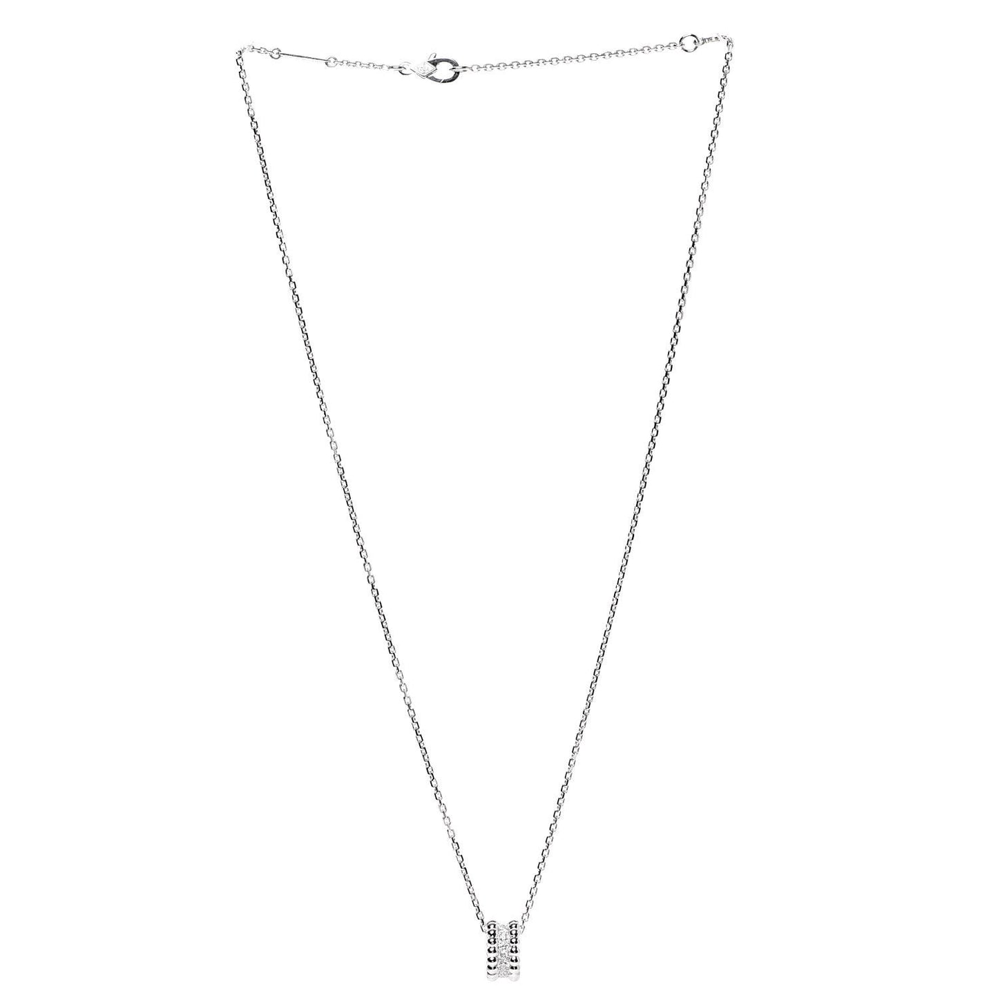 18K White Gold Diamond Small Perlee Pendant Necklace