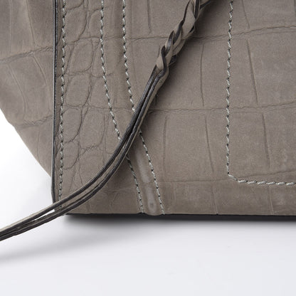 Celine Crocodile Embossed Nubuck Medium Phantom Luggage Grey 10 of 11