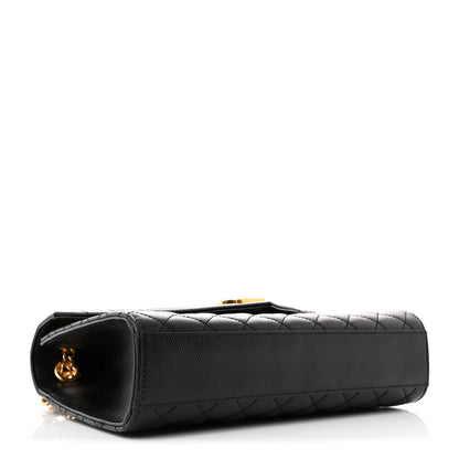Saint Laurent Grain De Poudre Textured Mixed Matelasse Triquilt Medium Monogram Satchel Black 4 of 10