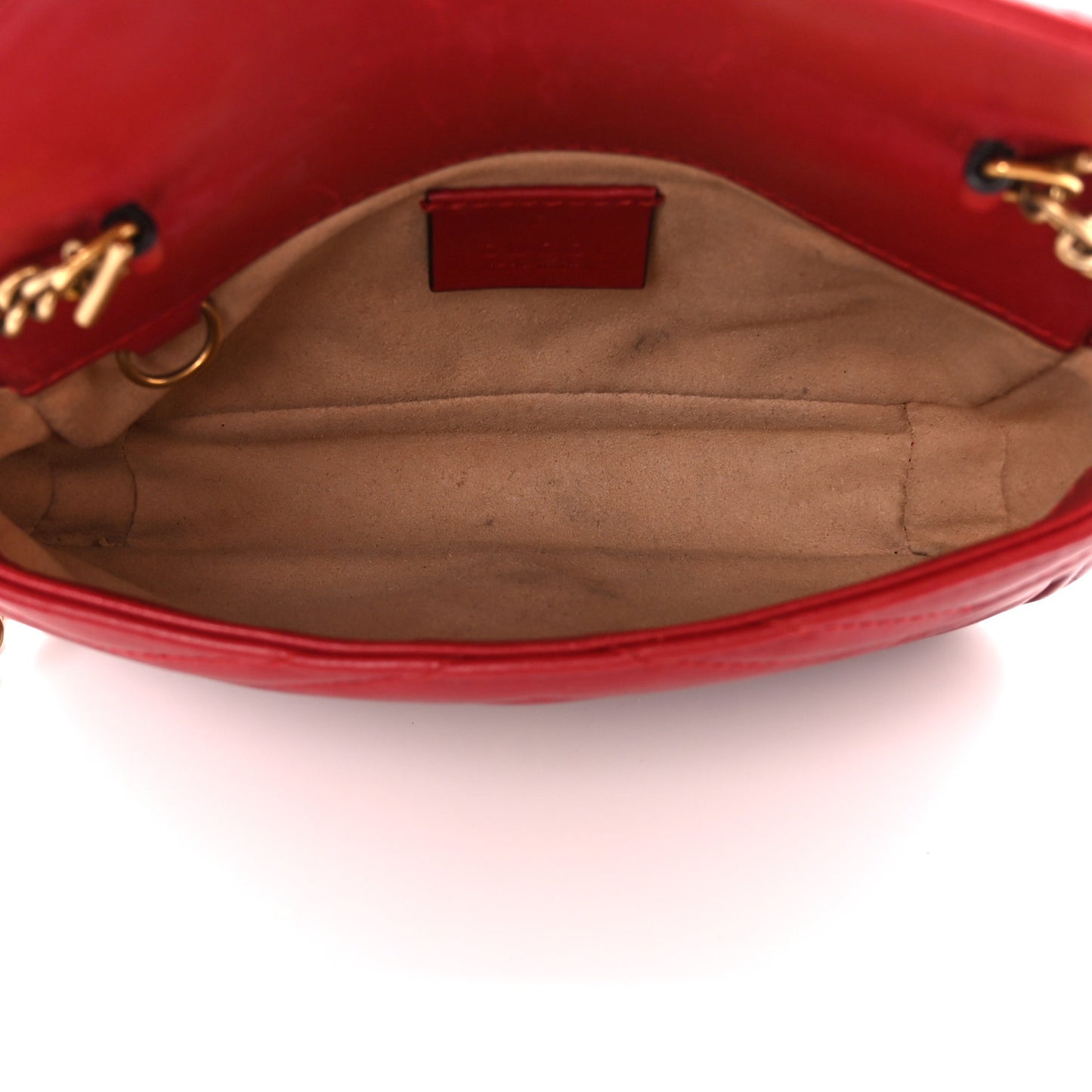 Calfskin Matelasse Super Mini GG Marmont Shoulder Bag Hibiscus Red