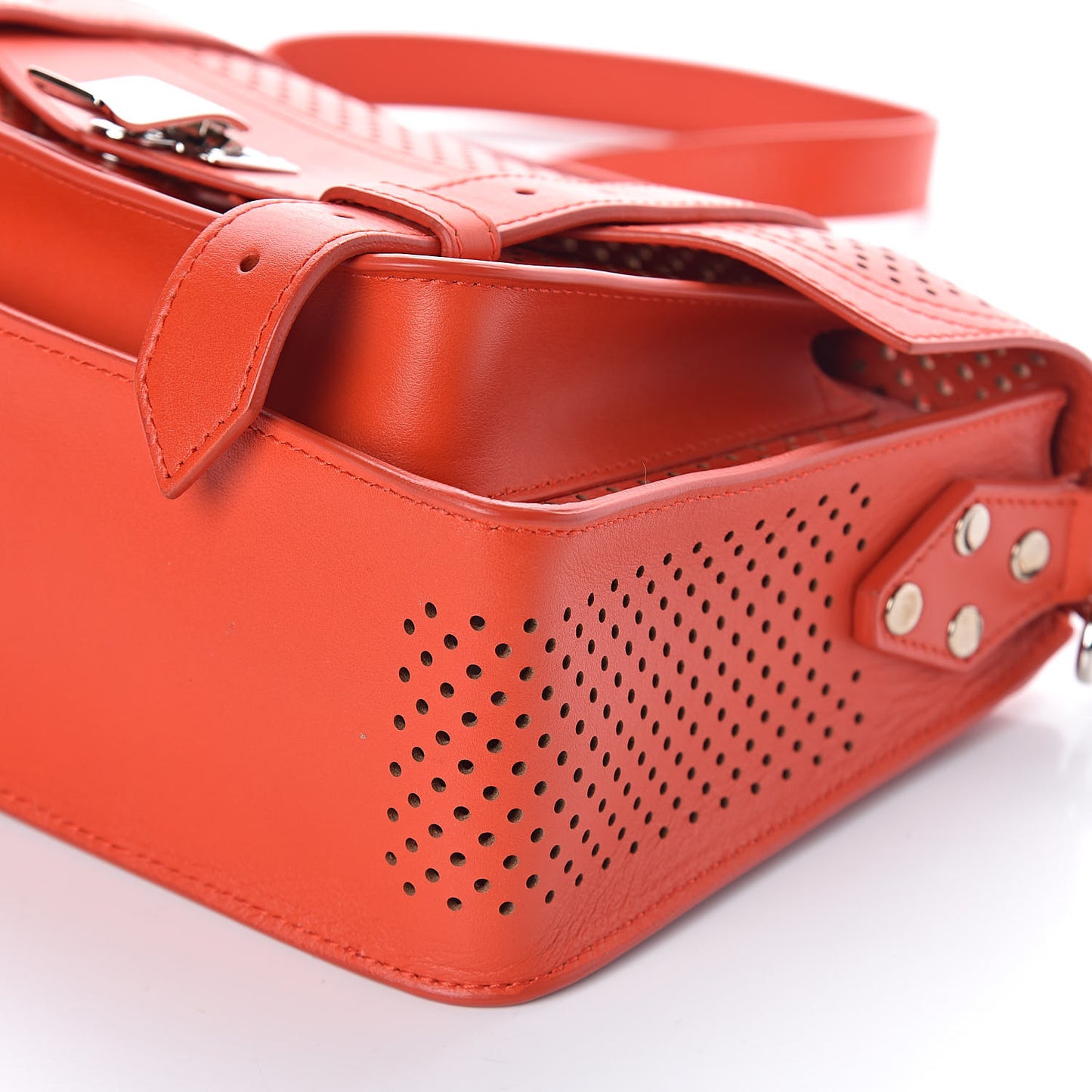 Lambskin Perforated Tiny PS1 Satchel Fire Red