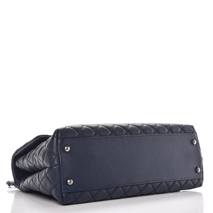 Chanel Caviar Quilted Medium Coco Handle Flap Navy Blue 5 of 11