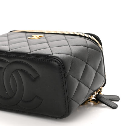 Chanel Lambskin Quilted Metal Small Top Handle Vanity Case With Chain Black 11 of 12