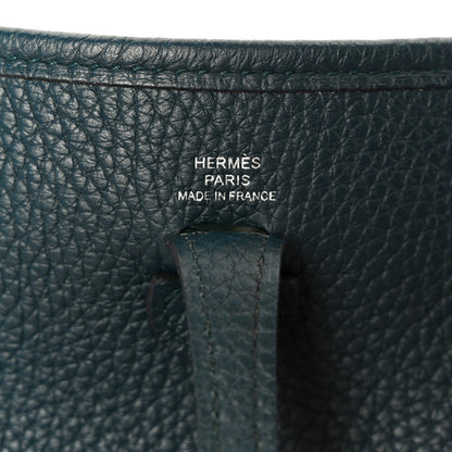 Hermes Taurillon Clemence Zigzag Evelyne TPM Vert Cypress Black Deep Bleu 6 of 11