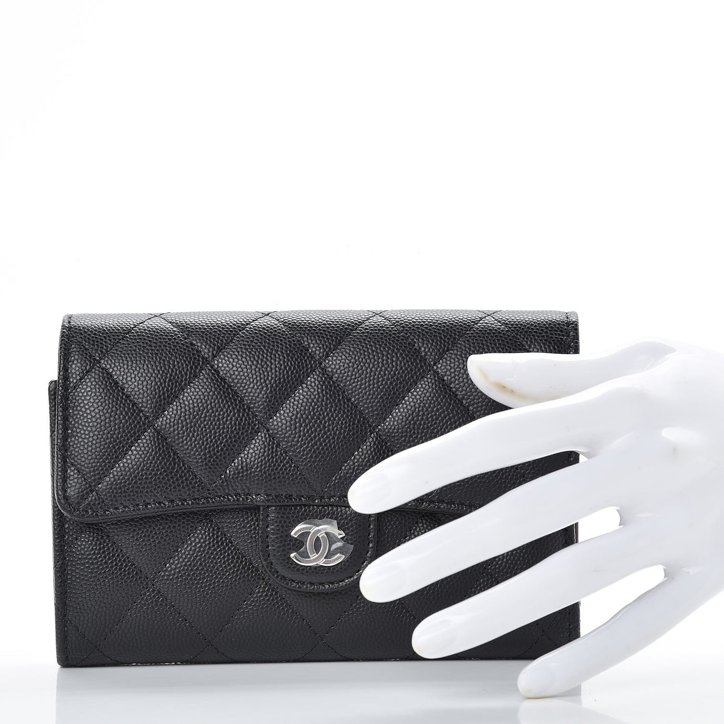 Caviar Quilted Medium Flap Wallet Black