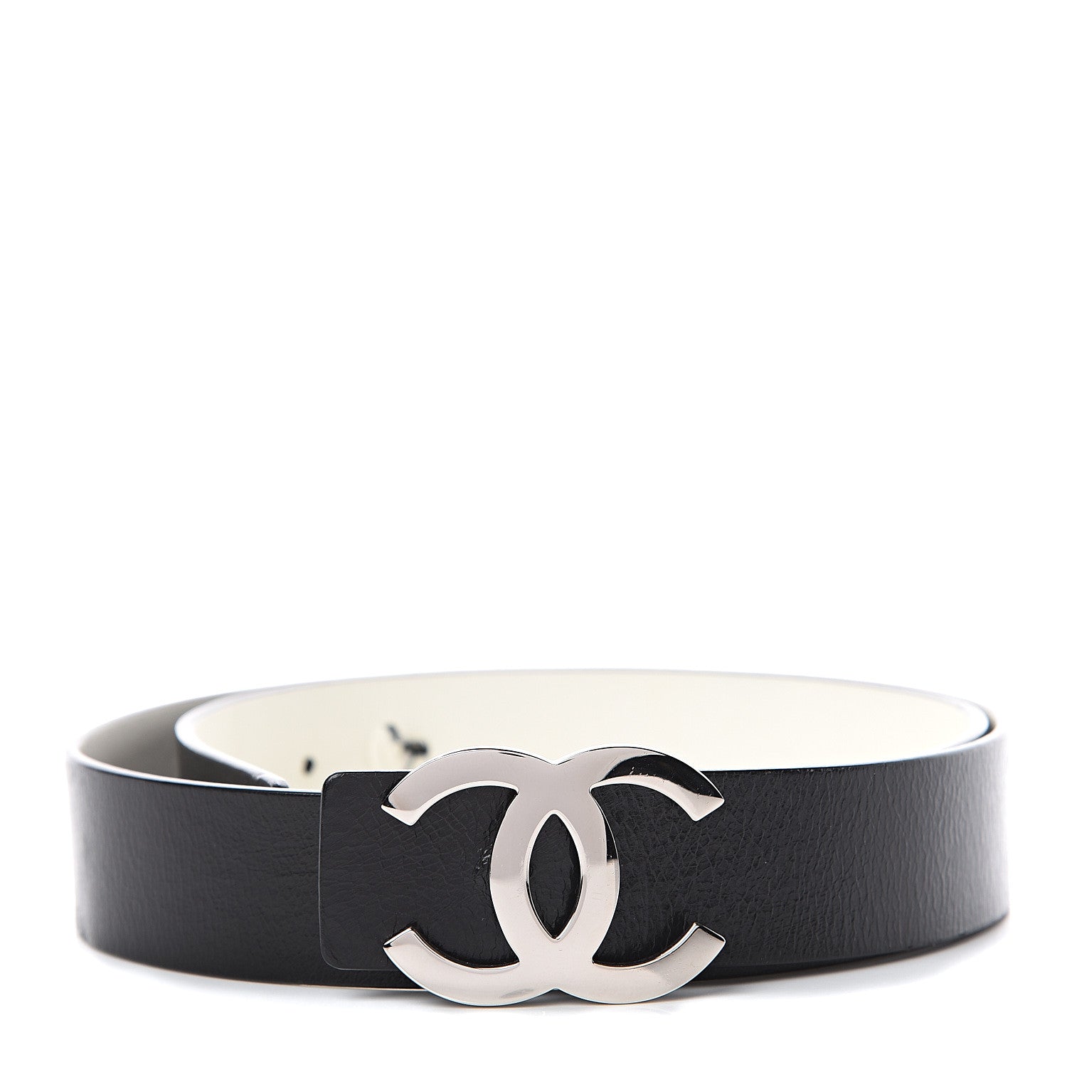 Chanel Calfskin CC Belt 90 36 White Black 1 of 4