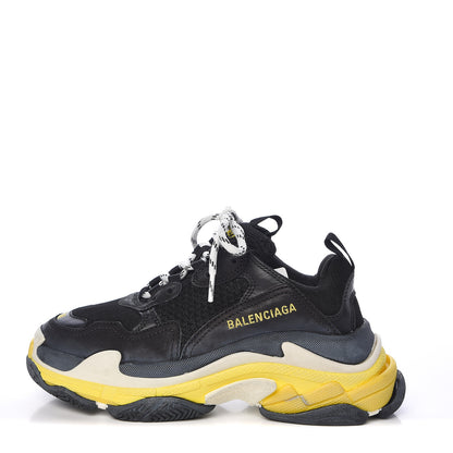 Balenciaga Fabric Mesh Womens Triple S Sneakers 36 Black Yellow 1 of 9