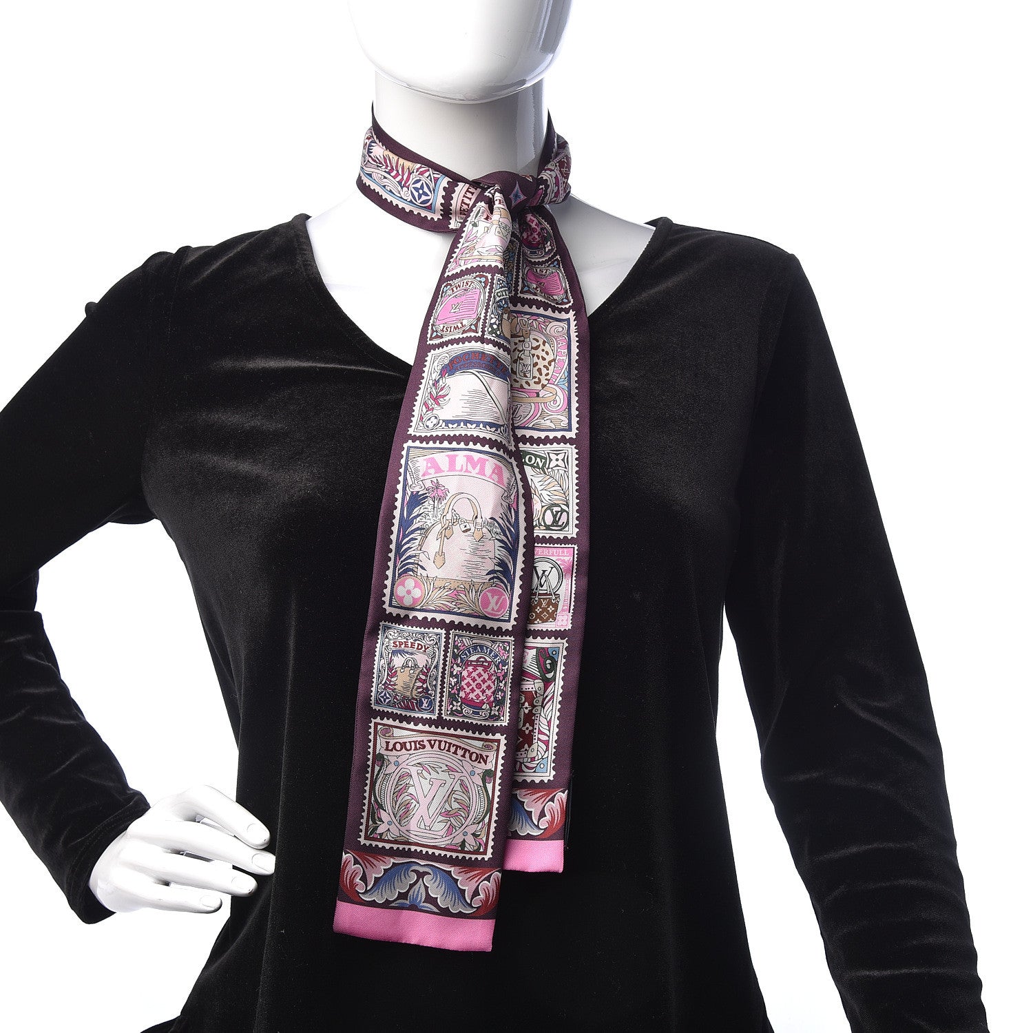 Louis Vuitton Silk Lettre A Louis Bandeau Bordeaux 2 of 6