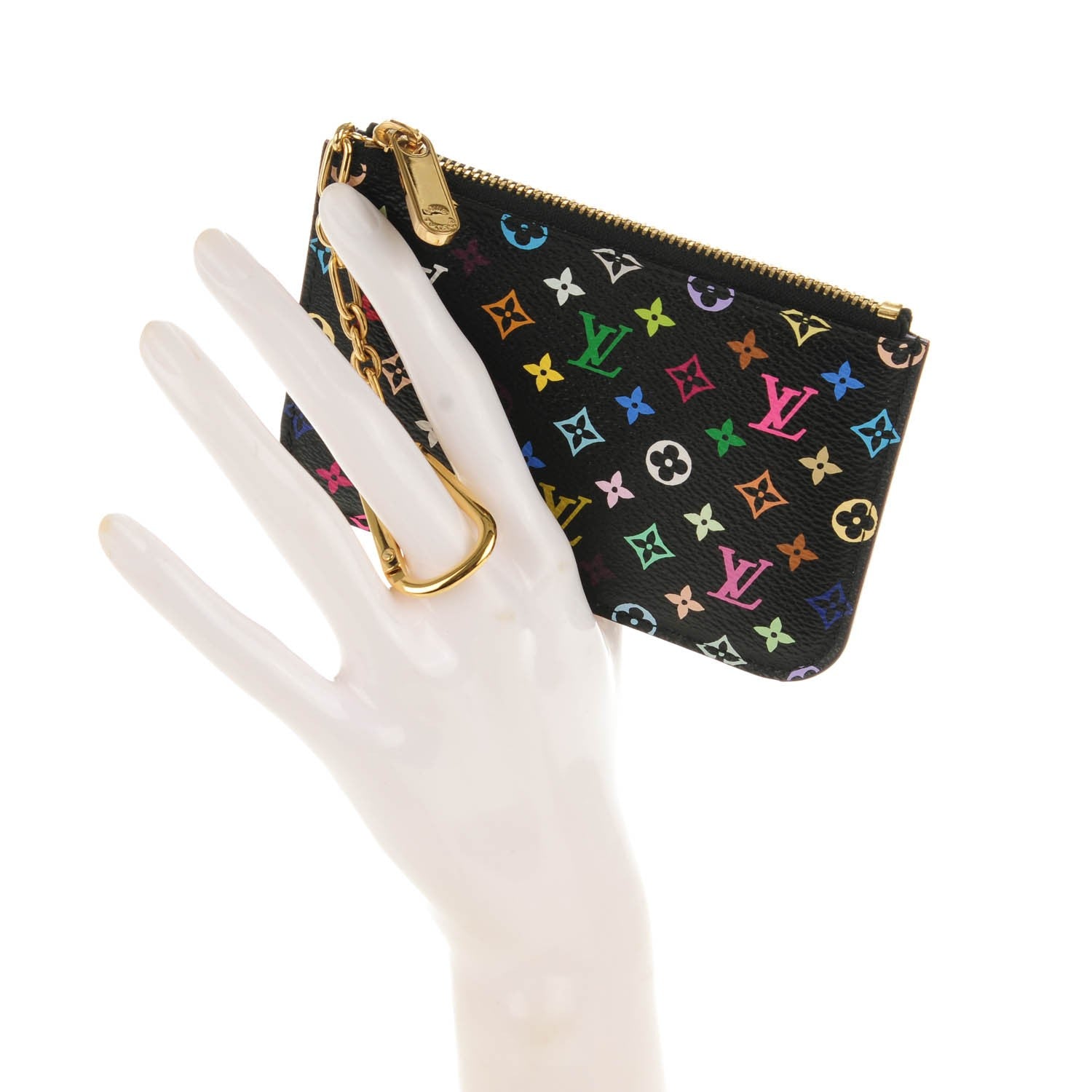 Louis Vuitton Monogram Multicolor Key Pouch Black Violet 2 of 7