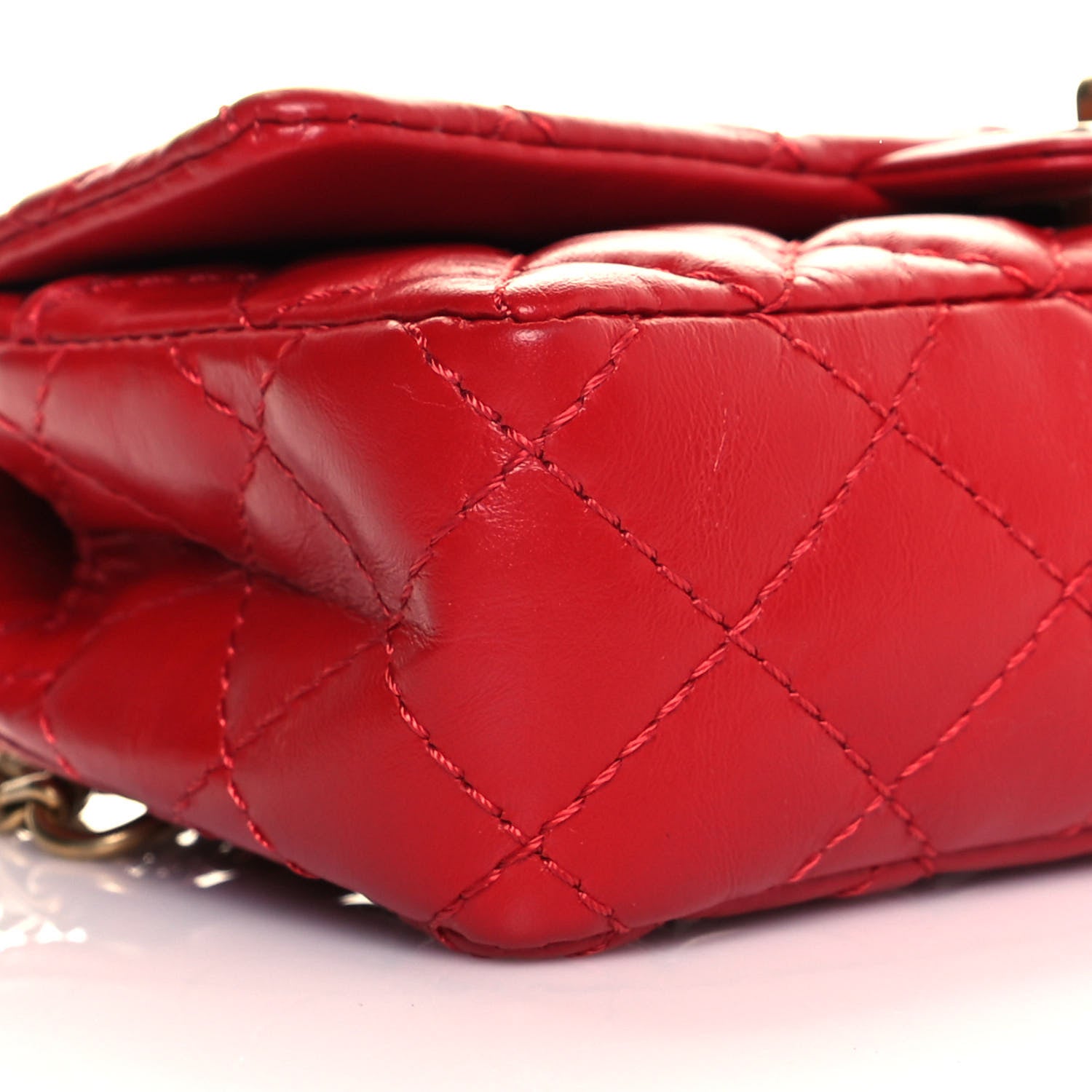 Chanel Aged Calfskin Quilted 2.55 Reissue Flap Belt Bag Red 7 of 10