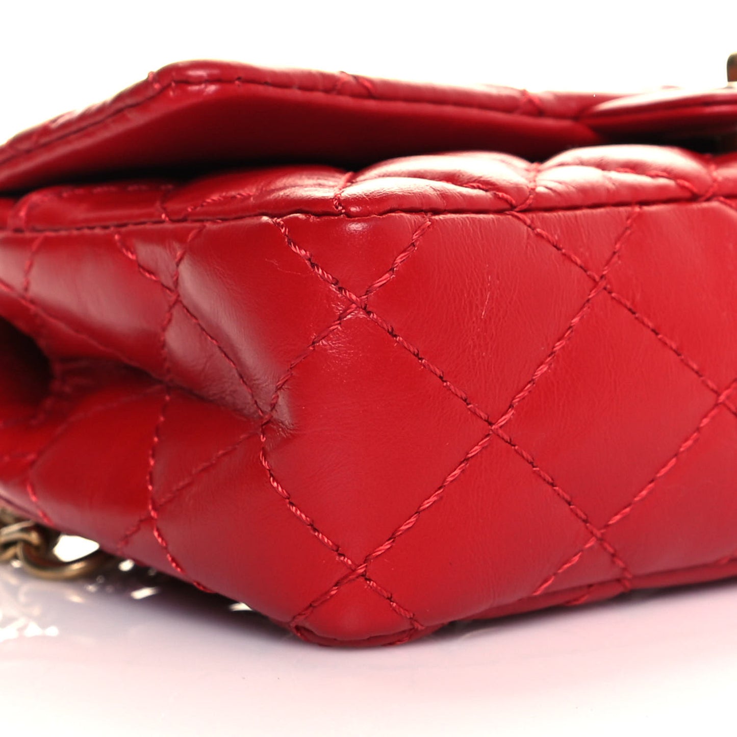 Aged Calfskin Quilted 2.55 Reissue Flap Belt Bag Red