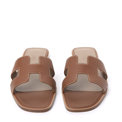 Hermes Box Calfskin Oran Sandals 39 Gold 3 of 9