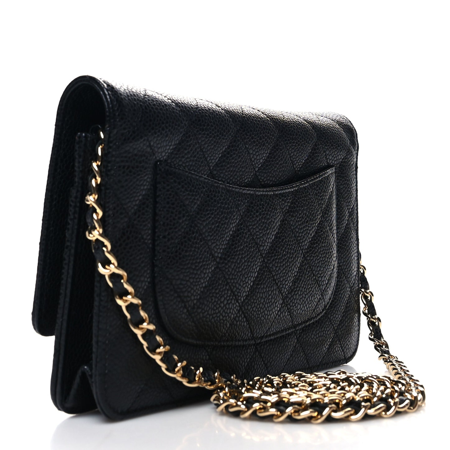 Caviar Quilted Wallet on Chain WOC Black