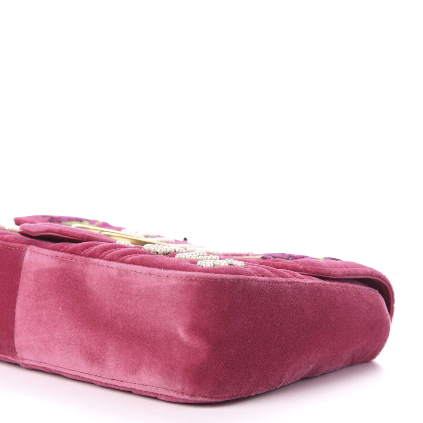 Velvet Matelasse Blind for Love Embroidered Medium GG Marmont Shoulder Bag Light Raspberry Rose Multicolor