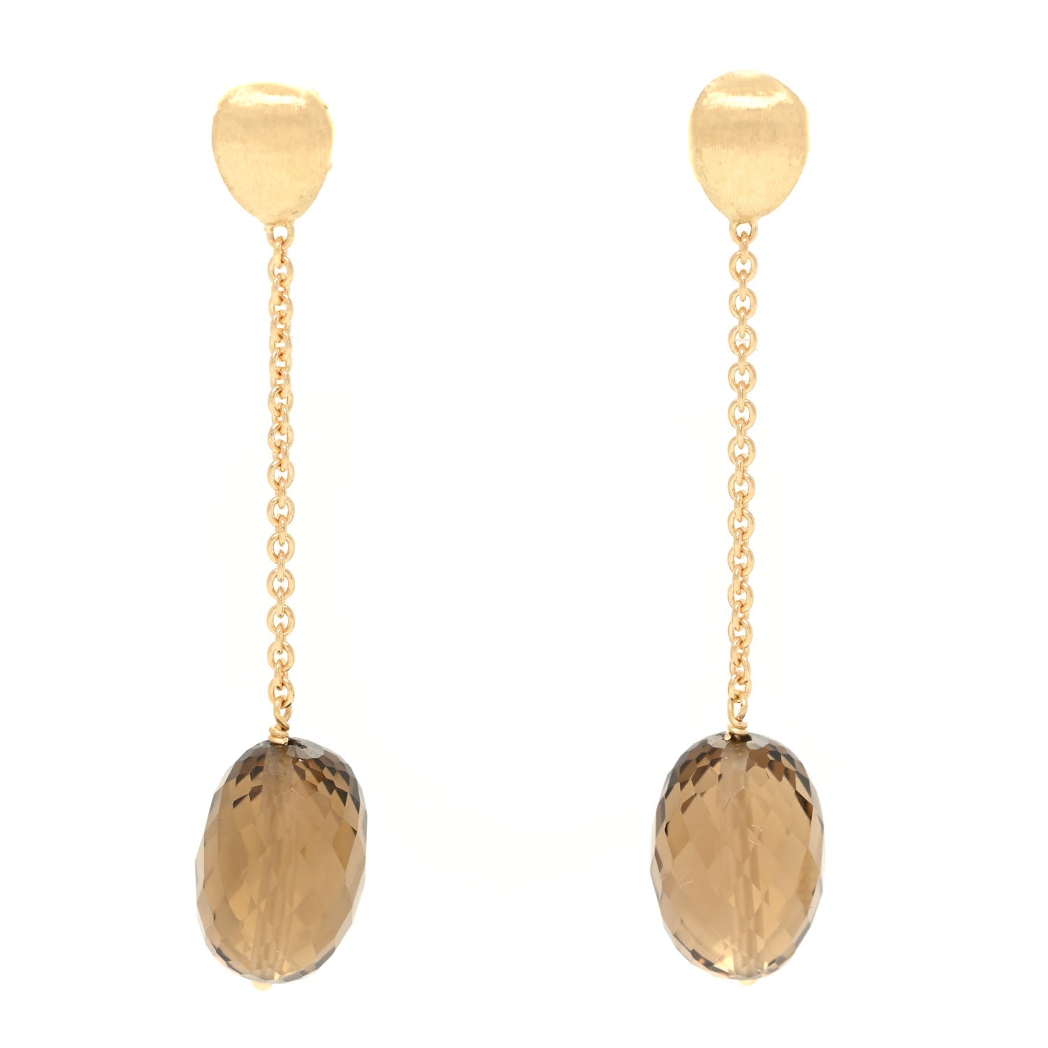 Marco Bicego 18K Yellow Gold Smoky Quartz Siviglia Drop Earrings 1 of 7