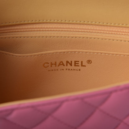 Chanel Lambskin Quilted Mini Rectangular Flap Pink Yellow 6 of 9