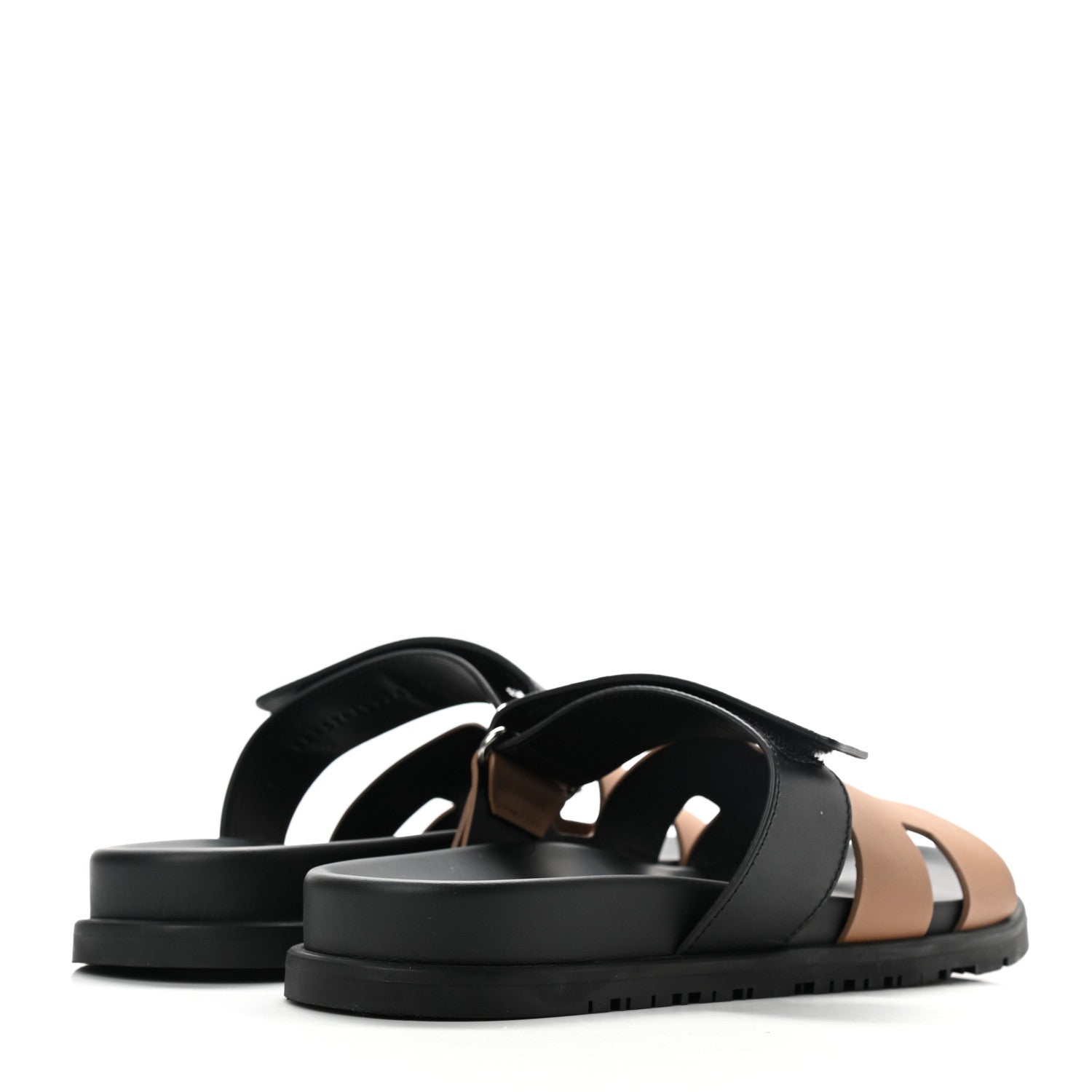 Hermes Calfskin Mens Chypre Sandals 40 Naturel Safari Black 4 of 8