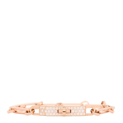 Hermes 18K Rose Gold Diamond Pave PM Kelly Chaine Bracelet SH 1 of 5