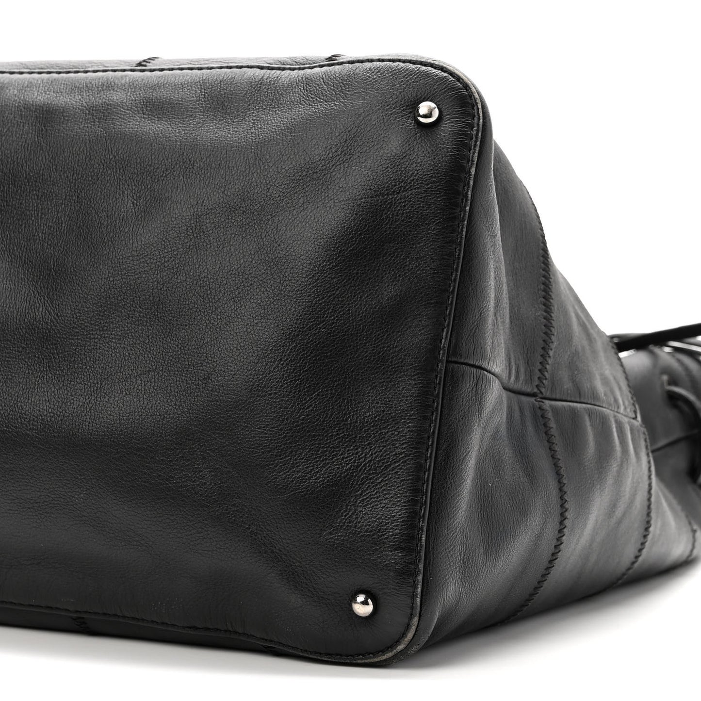 Calfskin Square Stitched Tassel Bag Black