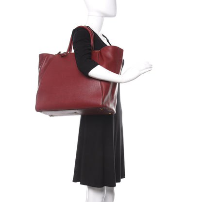 Fendi Vitello Elite Large 2Jours Tote Rosso Scuro Ciliegia 2 of 9