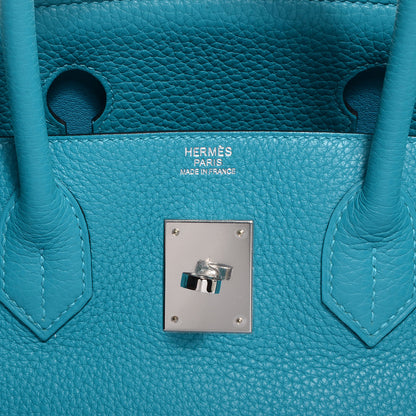 Hermes Taurillon Clemence Birkin 30 Turquoise 12 of 17