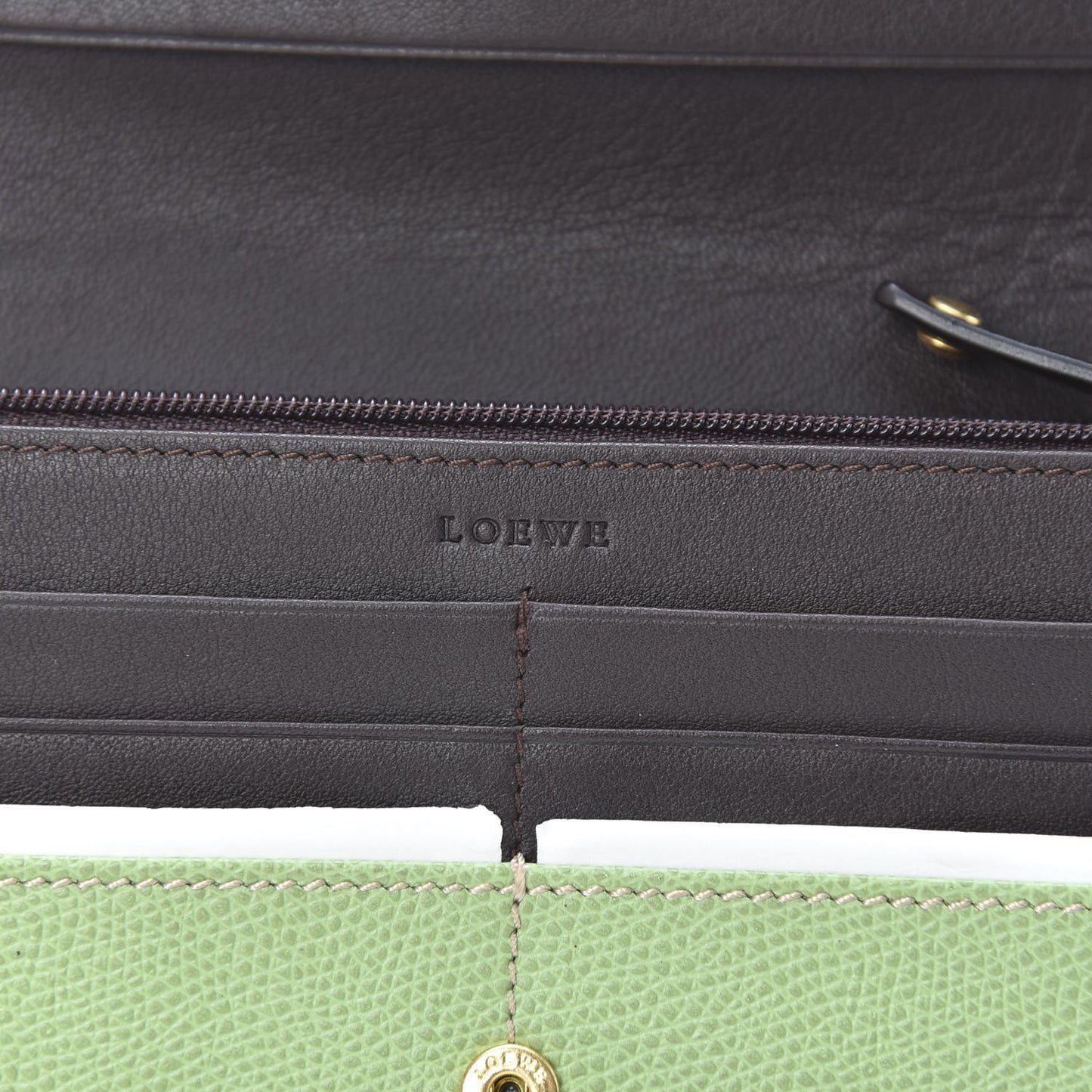 Grained Calfskin Continental Wallet Green