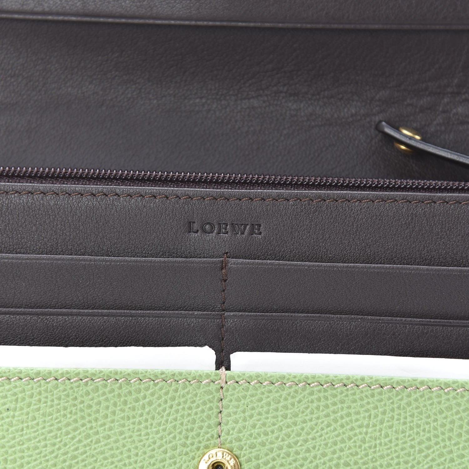 Loewe Grained Calfskin Continental Wallet Green 6 of 9