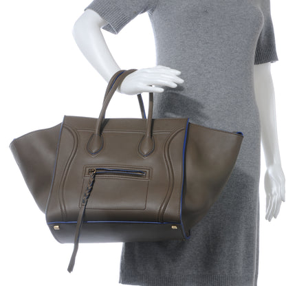 Celine Smooth Calfskin Medium Phantom Luggage Khaki Cobalt Trim 2 of 17